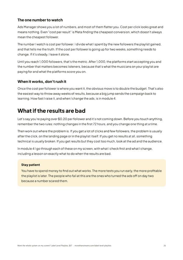A page of the guide about how the playlist pays you back